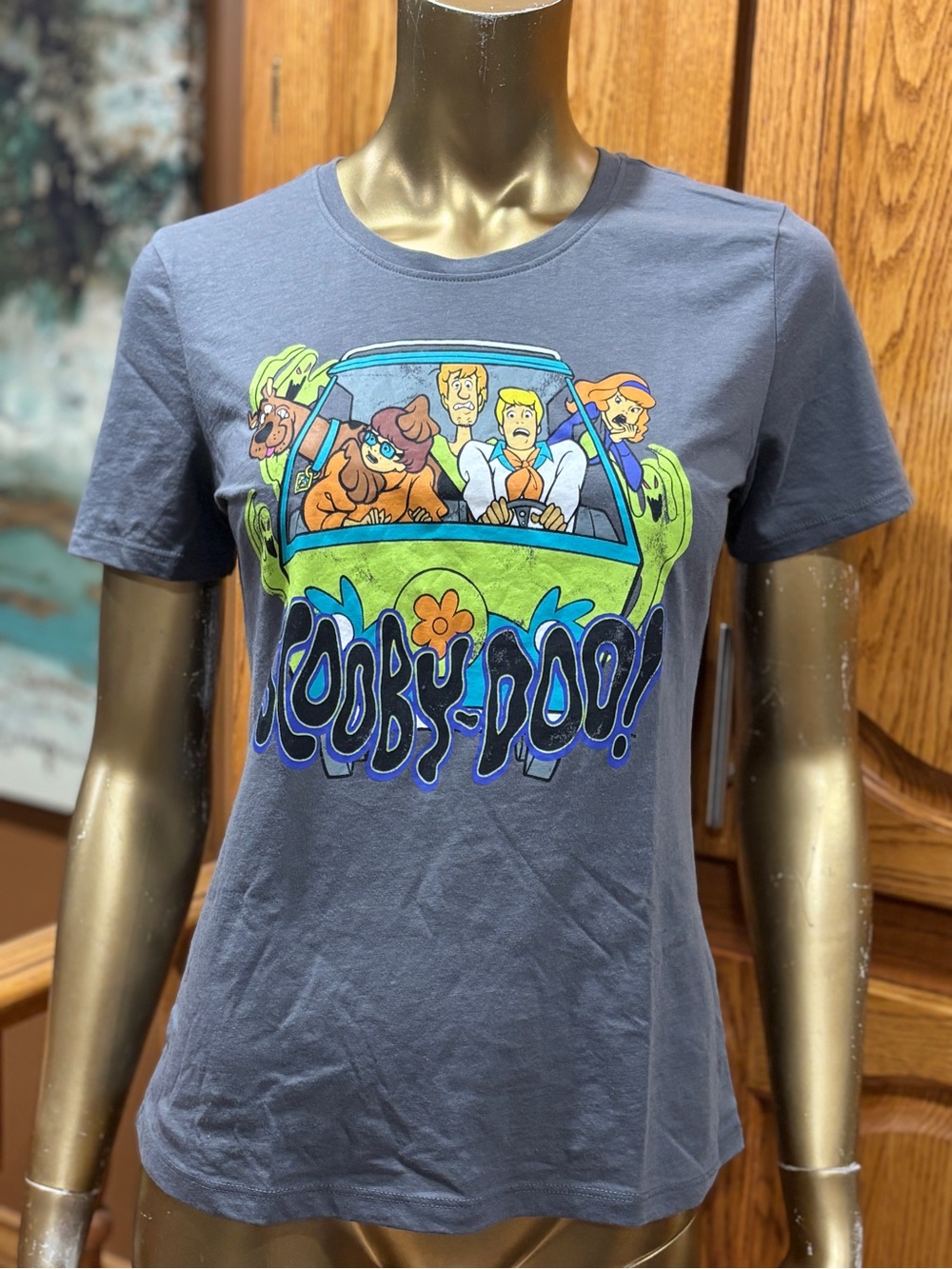 MAD Engine Scooby-Doo Graphic Tee — Gray with Green & Blue Print